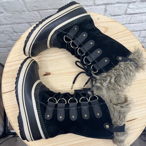 SOREL Joan of Arctic Women's Waterproof Snow Boots Black Faux Fur Trim US 9 - Picture 7 of 13